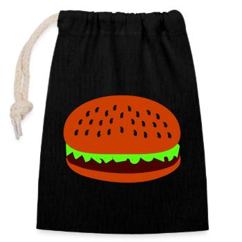 burger - Verschließbarer Geschenkbeutel aus Baumwolle (14x20cm) - Schwarz - Vorne