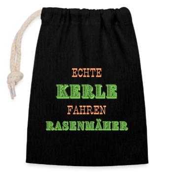 Rasenmäher - Verschließbarer Geschenkbeutel aus Baumwolle (14x20cm) - Schwarz - Vorne