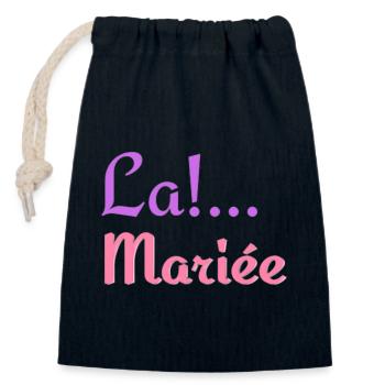 Imprimez votre style avec notre imprimé "La Mariée - Sac cadeau en coton avec cordon (14 x 20 cm) - bleu marine - Devant