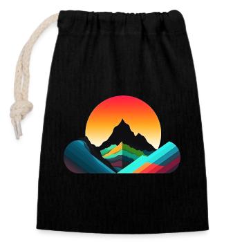 Mountain Landscape Geometric Art - Closable cotton gift bag (14x20cm) - black - Front