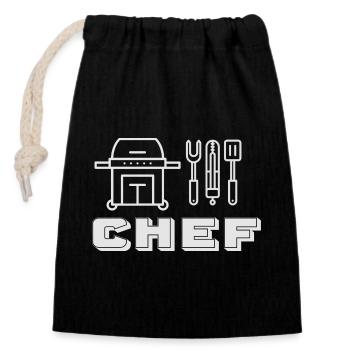 Chef, Küchenchef - Verschließbarer Geschenkbeutel aus Baumwolle (14x20cm) - Schwarz - Vorne