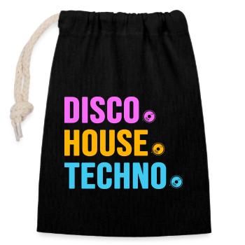 Disco House Techno ballern hard Bass Rave - Verschließbarer Geschenkbeutel aus Baumwolle (14x20cm) - Schwarz - Vorne