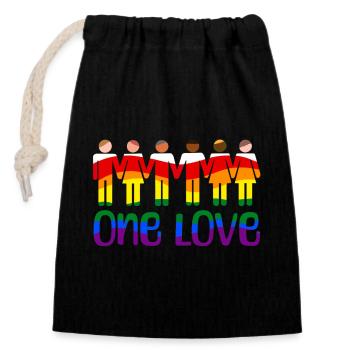 One love rainbow pride outfit - Closable cotton gift bag (14x20cm) - black - Front