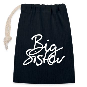 BIG SISTER HANDWRITTEN - Closable cotton gift bag (14x20cm) - navy - Front