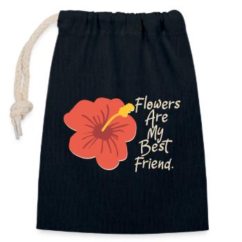 Blumen - Beste Freunde - Verschließbarer Geschenkbeutel aus Baumwolle (14x20cm) - Navy - Vorne