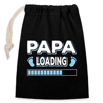 Papa Loading Vater Väter Vatertag - Verschließbarer Geschenkbeutel aus Baumwolle (14x20cm) - Schwarz - Vorne