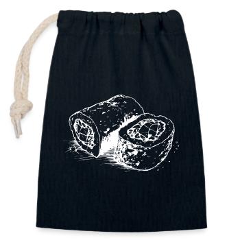 Sushi dessiné à la main - Sac cadeau en coton avec cordon (14 x 20 cm) - bleu marine - Devant