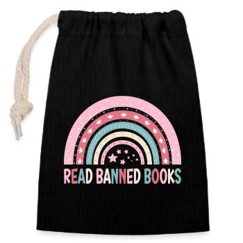 Books Book Reading Bookworm Bookworm Bookaholic - Closable cotton gift bag (14x20cm) - black - Front