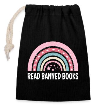 Books Book Reading Reading Bookworm Bookworm Bookaholic - Closable cotton gift bag (14x20cm) - black - Front