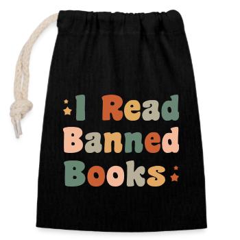 Books Book Reading Reading Bookworm Bookworm Bookaholic - Closable cotton gift bag (14x20cm) - black - Front