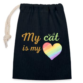 My cat is my loving rainbow green - Closable cotton gift bag (14x20cm) - navy - Front