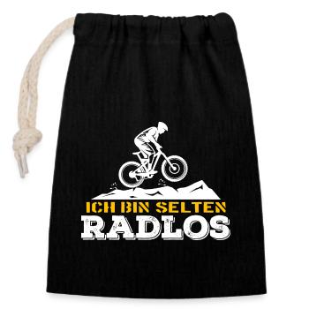 Selten Radlos Fahrrad Radsport Fahrradfahrer Bike - Verschließbarer Geschenkbeutel aus Baumwolle (14x20cm) - Schwarz - Vorne