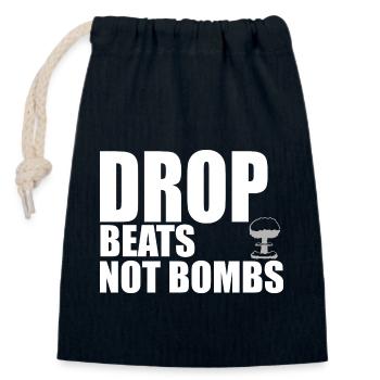 Drop beats quote - Sac cadeau en coton avec cordon (14 x 20 cm) - bleu marine - Devant