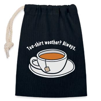 Thé Humour Sachet de thé Buveur de thé Drôle de thé - Sac cadeau en coton avec cordon (14 x 20 cm) - bleu marine - Devant