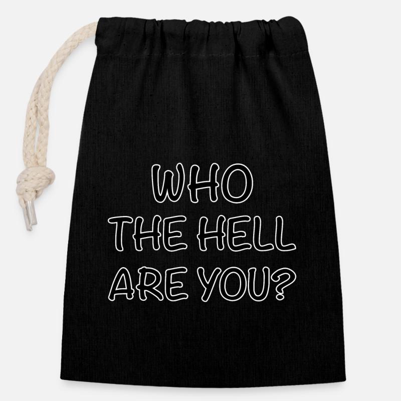 Who are you - Sac cadeau en coton avec cordon (14 x 20 cm) - noir