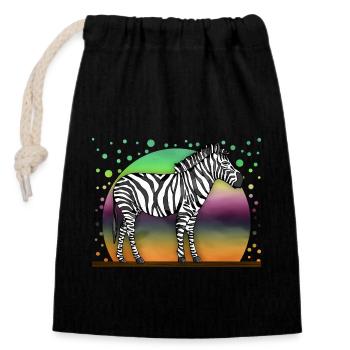 Zebra - Verschließbarer Geschenkbeutel aus Baumwolle (14x20cm) - Schwarz - Vorne