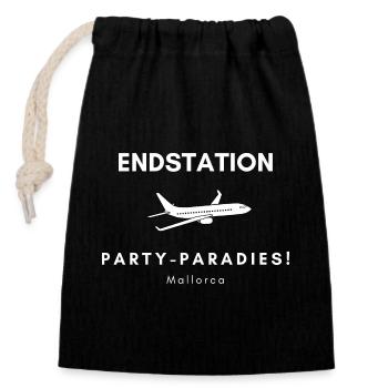 Mallorca: Endstation Party-Paradies! Flugzeug - Verschließbarer Geschenkbeutel aus Baumwolle (14x20cm) - Schwarz - Vorne