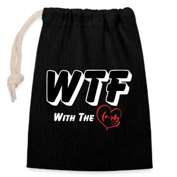WTF - With the Family - Closable cotton gift bag (14x20cm) - black - Front