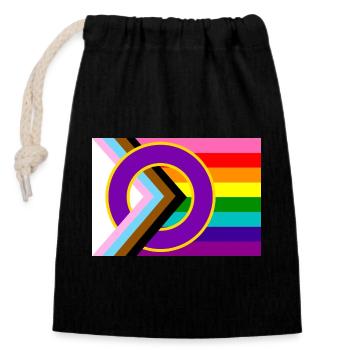 Progressive Pride Flag - Closable cotton gift bag (14x20cm) - black - Front