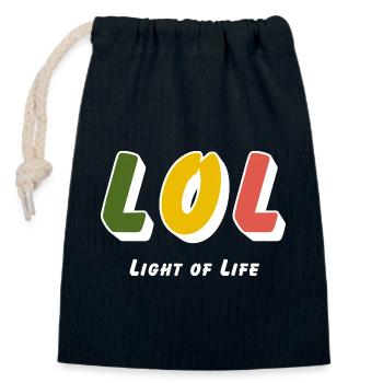 LOL - Lumière de Vie - Sac cadeau en coton avec cordon (14 x 20 cm) - bleu marine - Devant