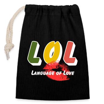 LOL - Language of Love - Closable cotton gift bag (14x20cm) - black - Front