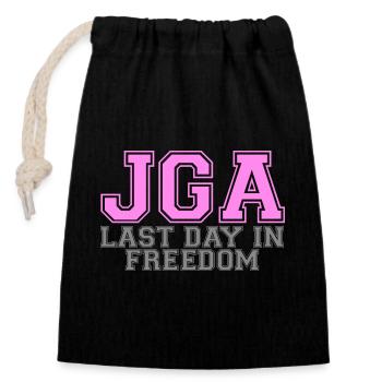 JGA - Last Day In Freedom - Verschließbarer Geschenkbeutel aus Baumwolle (14x20cm) - Schwarz - Vorne