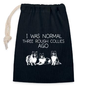Longhair Collie Rough Collie Dog - Closable cotton gift bag (14x20cm) - navy - Front
