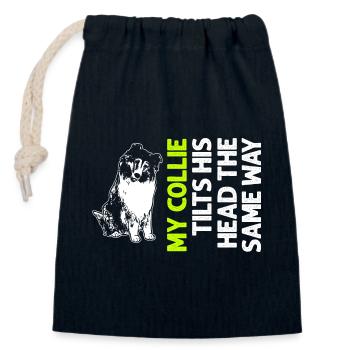 Longhair Collie Rough Collie Dog - Closable cotton gift bag (14x20cm) - navy - Front