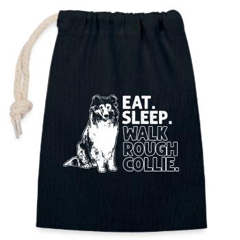 Collie à poil long Chien Rough Collie - Sac cadeau en coton avec cordon (14 x 20 cm) - bleu marine - Devant