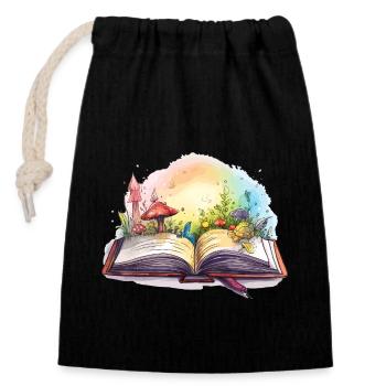 Fantasie Bücher - Verschließbarer Geschenkbeutel aus Baumwolle (14x20cm) - Schwarz - Vorne