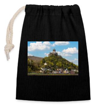 Reichsburg Cochem Rheinland - Verschließbarer Geschenkbeutel aus Baumwolle (14x20cm) - Schwarz - Vorne