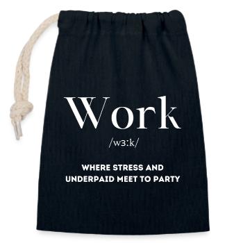 Work Definition - Closable cotton gift bag (14x20cm) - navy - Front