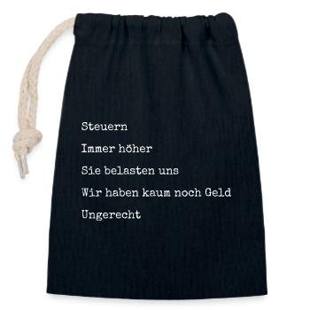 Steuern Politik Gedicht - Verschließbarer Geschenkbeutel aus Baumwolle (14x20cm) - Navy - Vorne