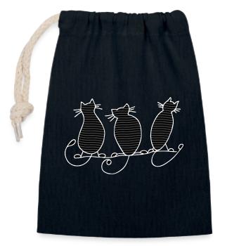 Cats - Closable cotton gift bag (14x20cm) - navy - Front