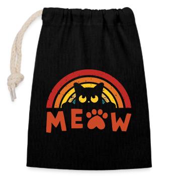 Retro Schwarze Katze 2 - Verschließbarer Geschenkbeutel aus Baumwolle (14x20cm) - Schwarz - Vorne