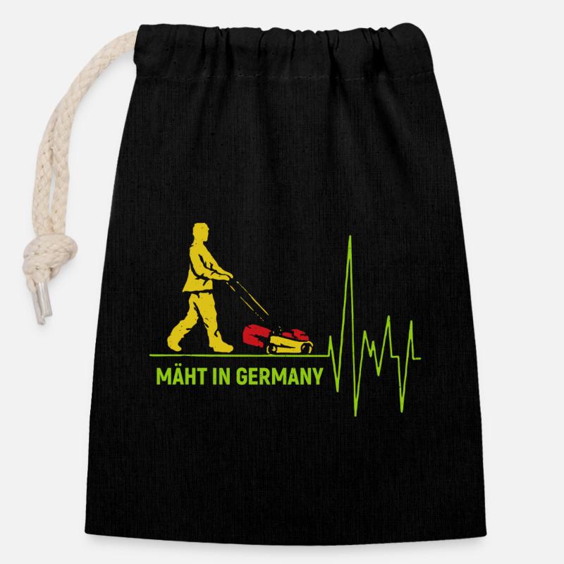 Mäht in Germany - Lustiger Spruch - Verschließbarer Geschenkbeutel aus Baumwolle (14x20cm) - Schwarz
