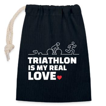 Ich Liebe Triathlon - Verschließbarer Geschenkbeutel aus Baumwolle (14x20cm) - Navy - Vorne