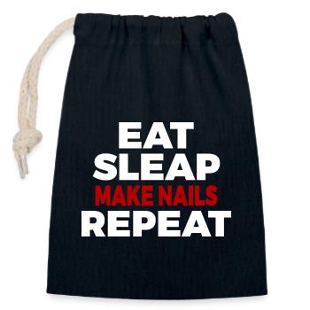 Eat Sleap Make Nails Repeat - Verschließbarer Geschenkbeutel aus Baumwolle (14x20cm) - Navy - Vorne