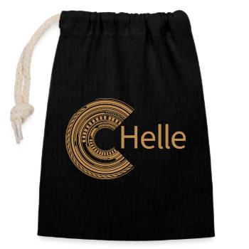 For Helle - Closable cotton gift bag (14x20cm) - black - Front