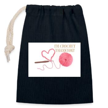 Crochet Thankyou - Closable cotton gift bag (14x20cm) - navy - Front