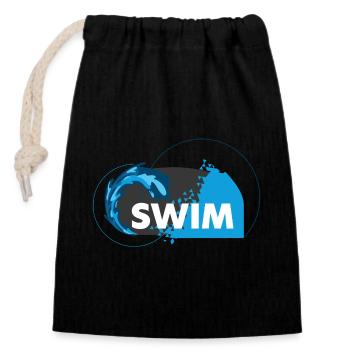 Natation triathlon - Sac cadeau en coton avec cordon (14 x 20 cm) - noir - Devant