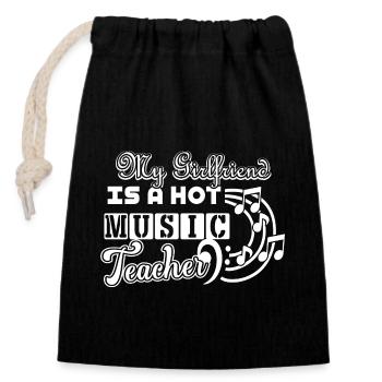 Music Teacher Music Teacher Girlfriend - Closable cotton gift bag (14x20cm) - black - Front