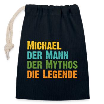 Michael der Mythos die Legende Vorname Michael - Verschließbarer Geschenkbeutel aus Baumwolle (14x20cm) - Navy - Vorne