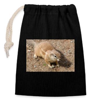 African ground squirrels Borstenhörnchen Xerus - Closable cotton gift bag (14x20cm) - black - Front
