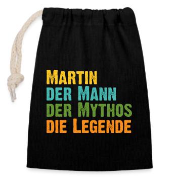 Martin der Mythos die Legende Vorname Martin - Verschließbarer Geschenkbeutel aus Baumwolle (14x20cm) - Schwarz - Vorne