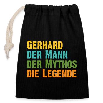 Gerhard der Mythos die Legende Vorname Gerhard - Verschließbarer Geschenkbeutel aus Baumwolle (14x20cm) - Schwarz - Vorne