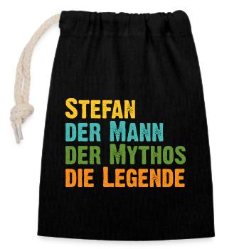 Stefan der Mythos die Legende Vorname Stefan - Verschließbarer Geschenkbeutel aus Baumwolle (14x20cm) - Schwarz - Vorne