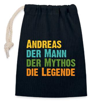 Andreas der Mythos die Legende Vorname Andreas - Verschließbarer Geschenkbeutel aus Baumwolle (14x20cm) - Navy - Vorne