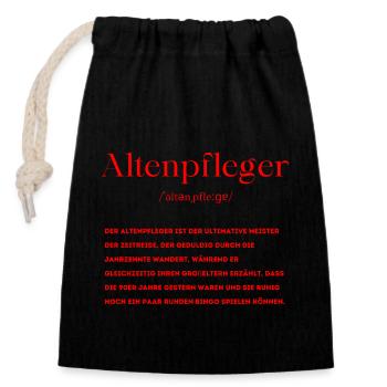 Altenpfleger Definition - Verschließbarer Geschenkbeutel aus Baumwolle (14x20cm) - Schwarz - Vorne