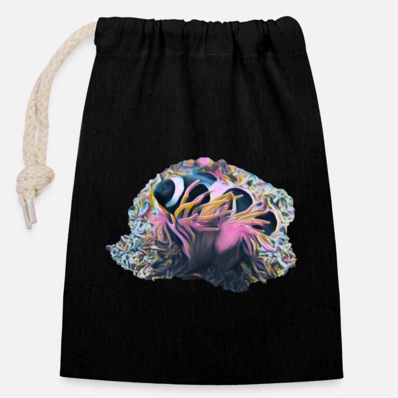 Clownfish - Closable cotton gift bag (14x20cm) - black